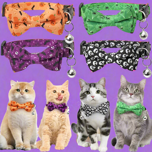 Pet Halloween Bow Collars