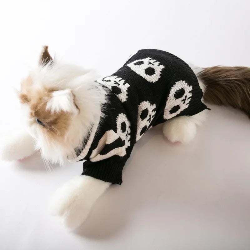 Dog and Cat Cosy Halloween Skull sweater